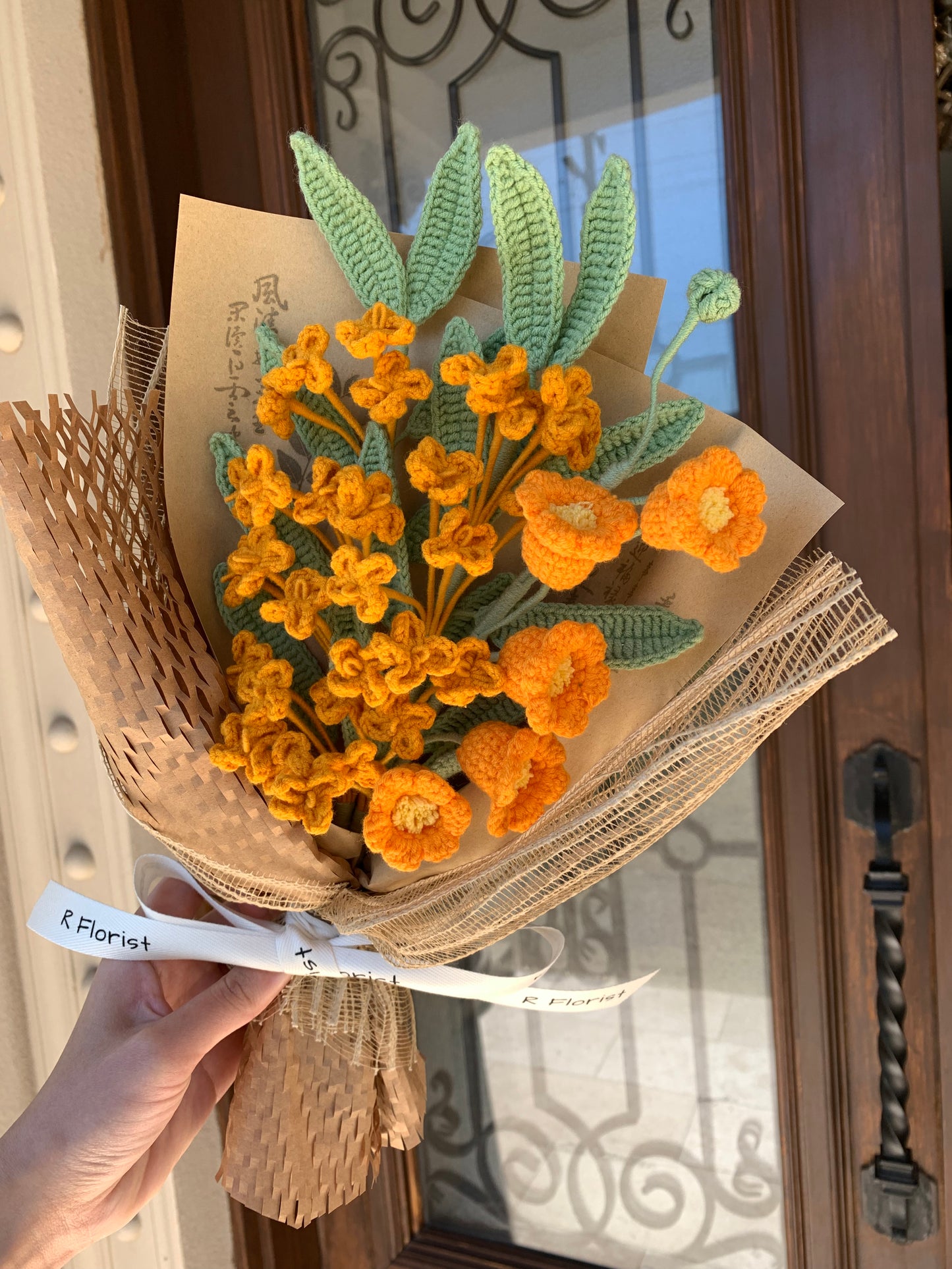 Golden Lily Crochet Bouquet| Housewarming preserved present