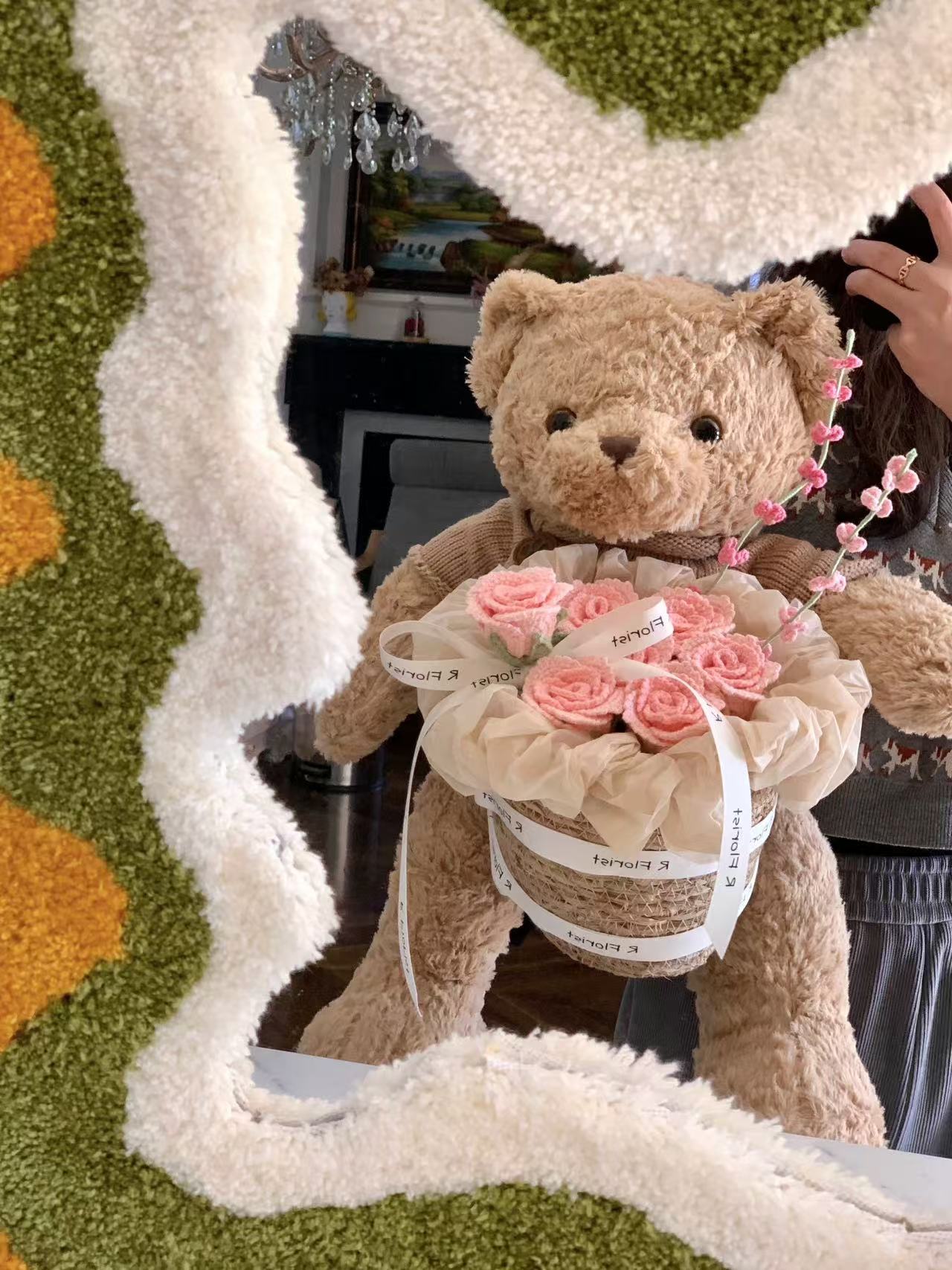 Pink Roses Teddybear Crochet Bouquet| Eternal gift idea