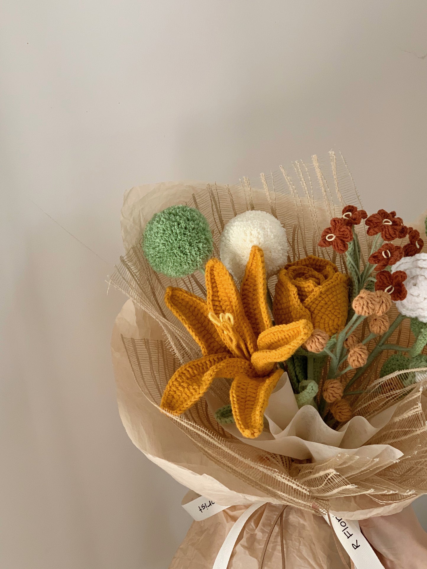 Sunset Lily Crochet Bouquet| preserved flower