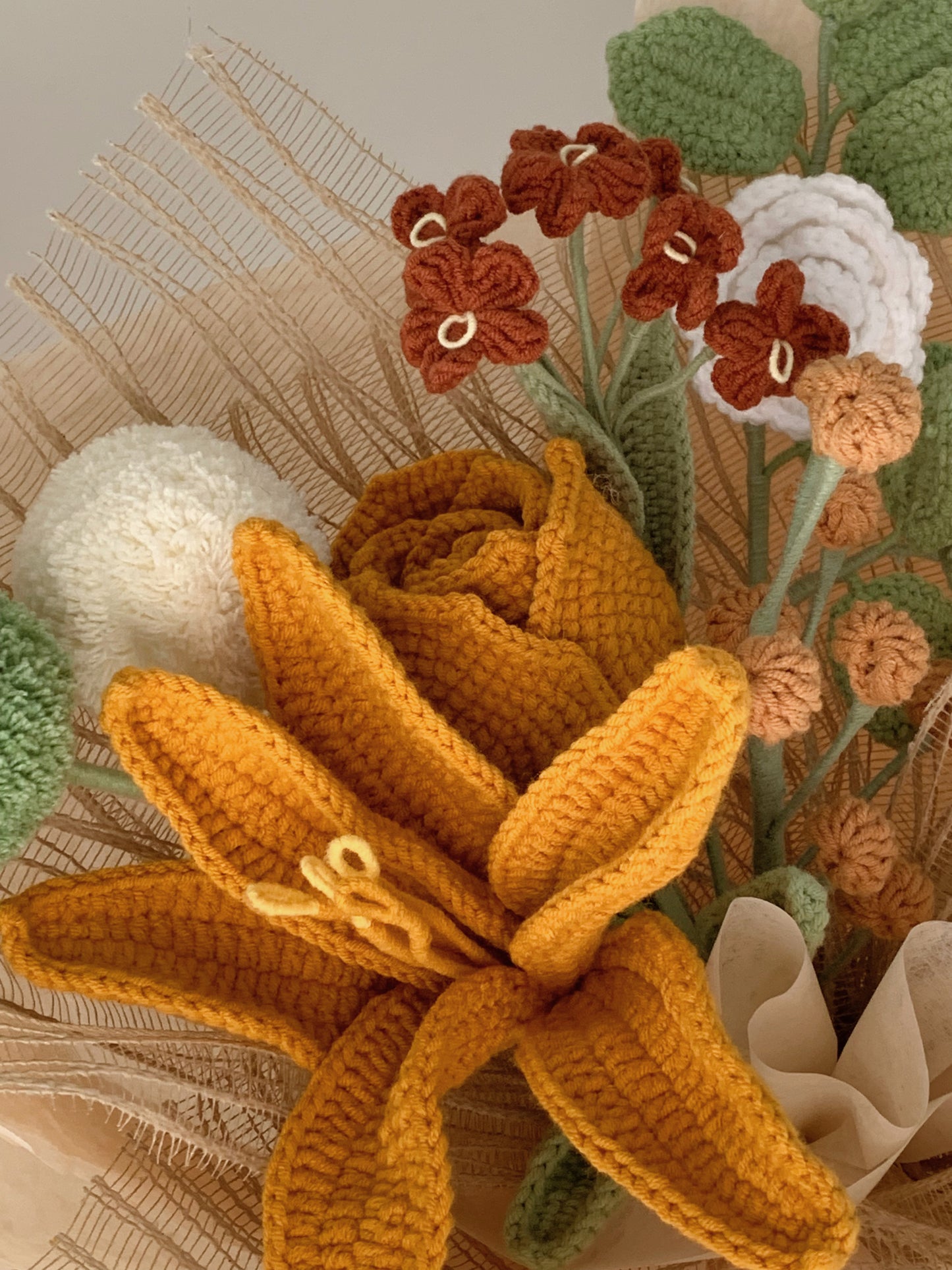 Sunset Lily Crochet Bouquet| preserved flower