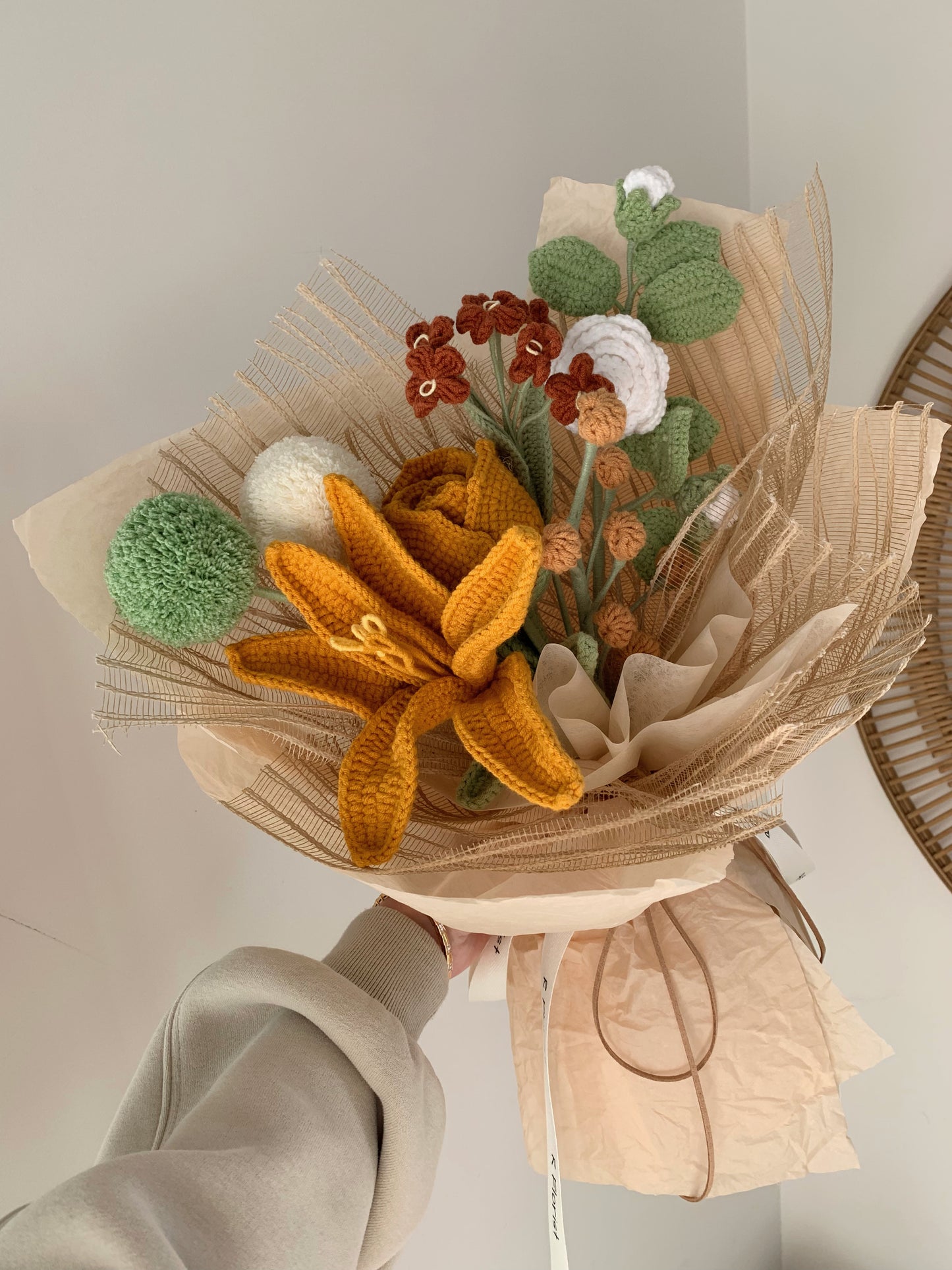 Sunset Lily Crochet Bouquet| preserved flower