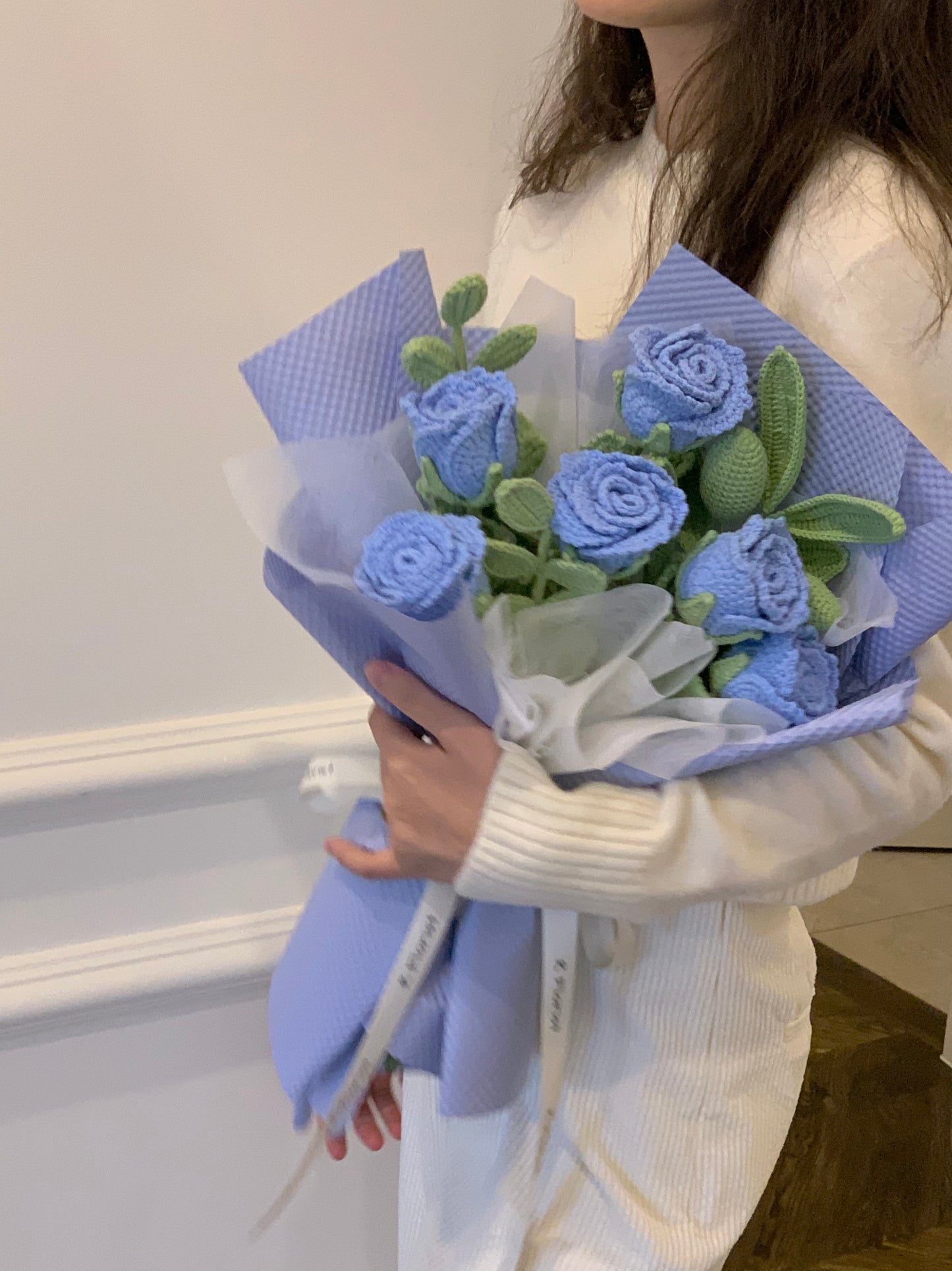 6 Pink Roses Crochet Bouquet| Preserved Flower