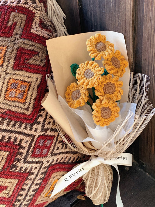 mini Sunflowers Crochet Bouquet| preserved flower| gift idea