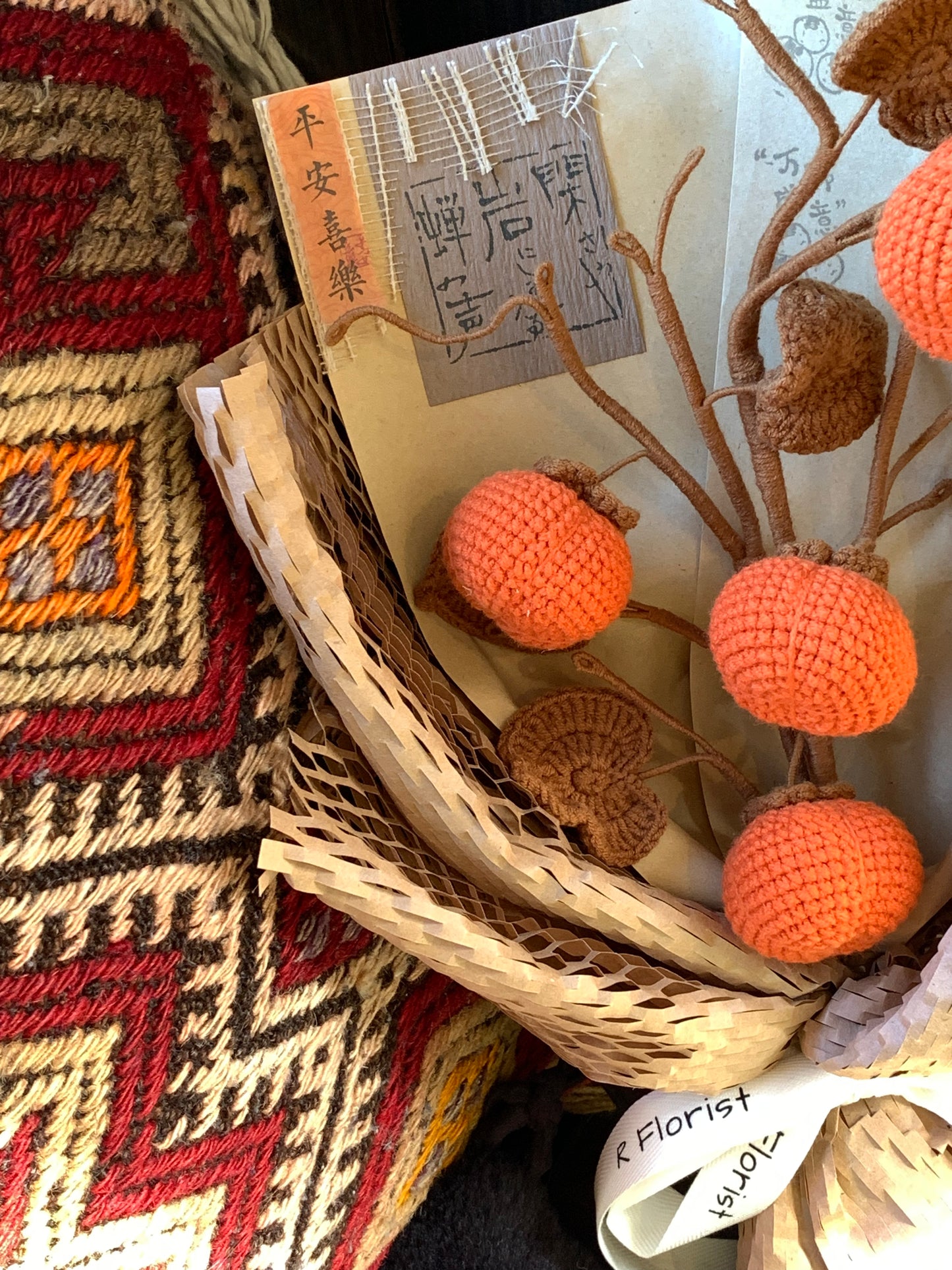 Persimmon Housewarming Crochet Bouquet| preserved flower