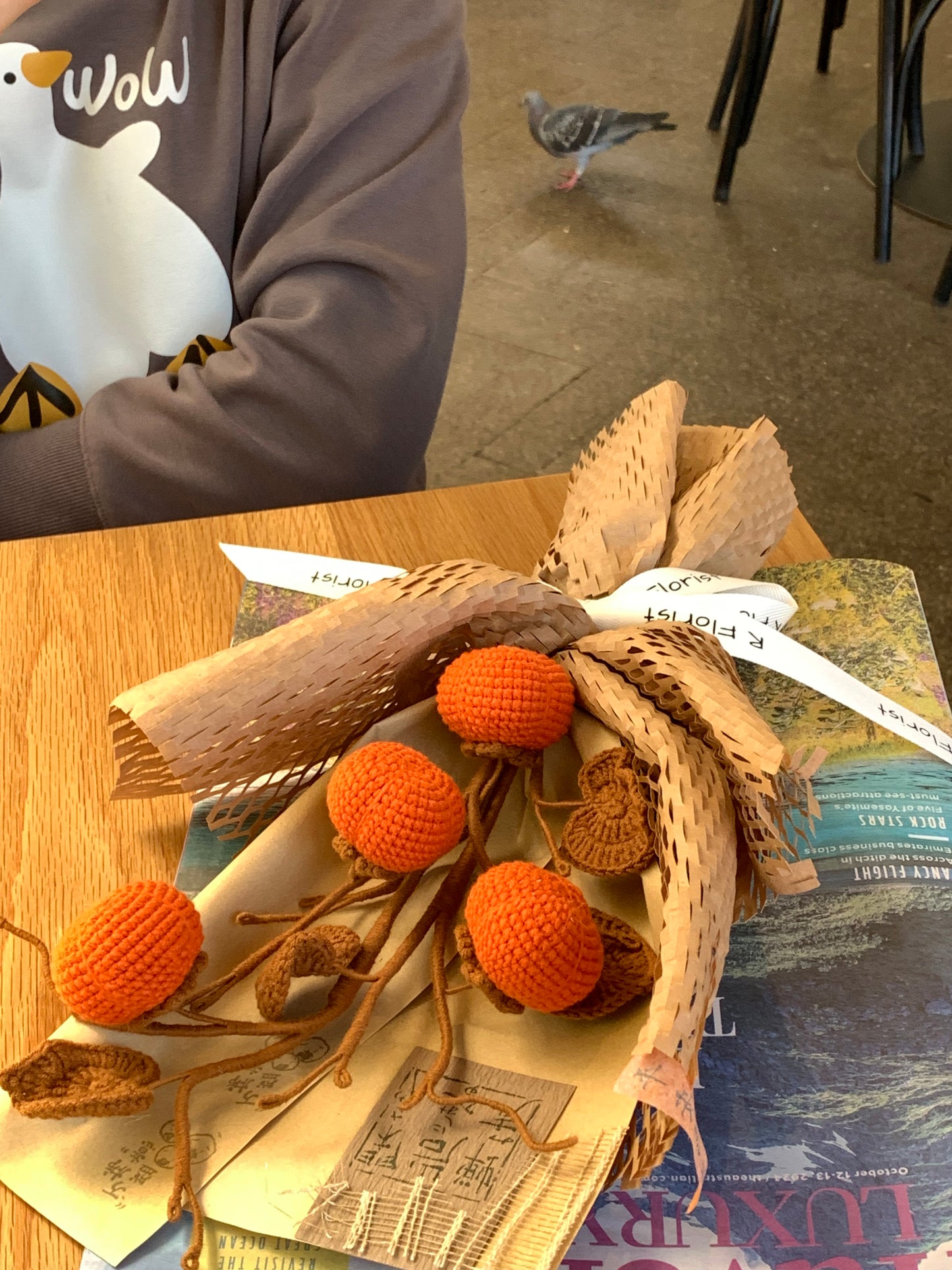 Persimmon Housewarming Crochet Bouquet| preserved flower