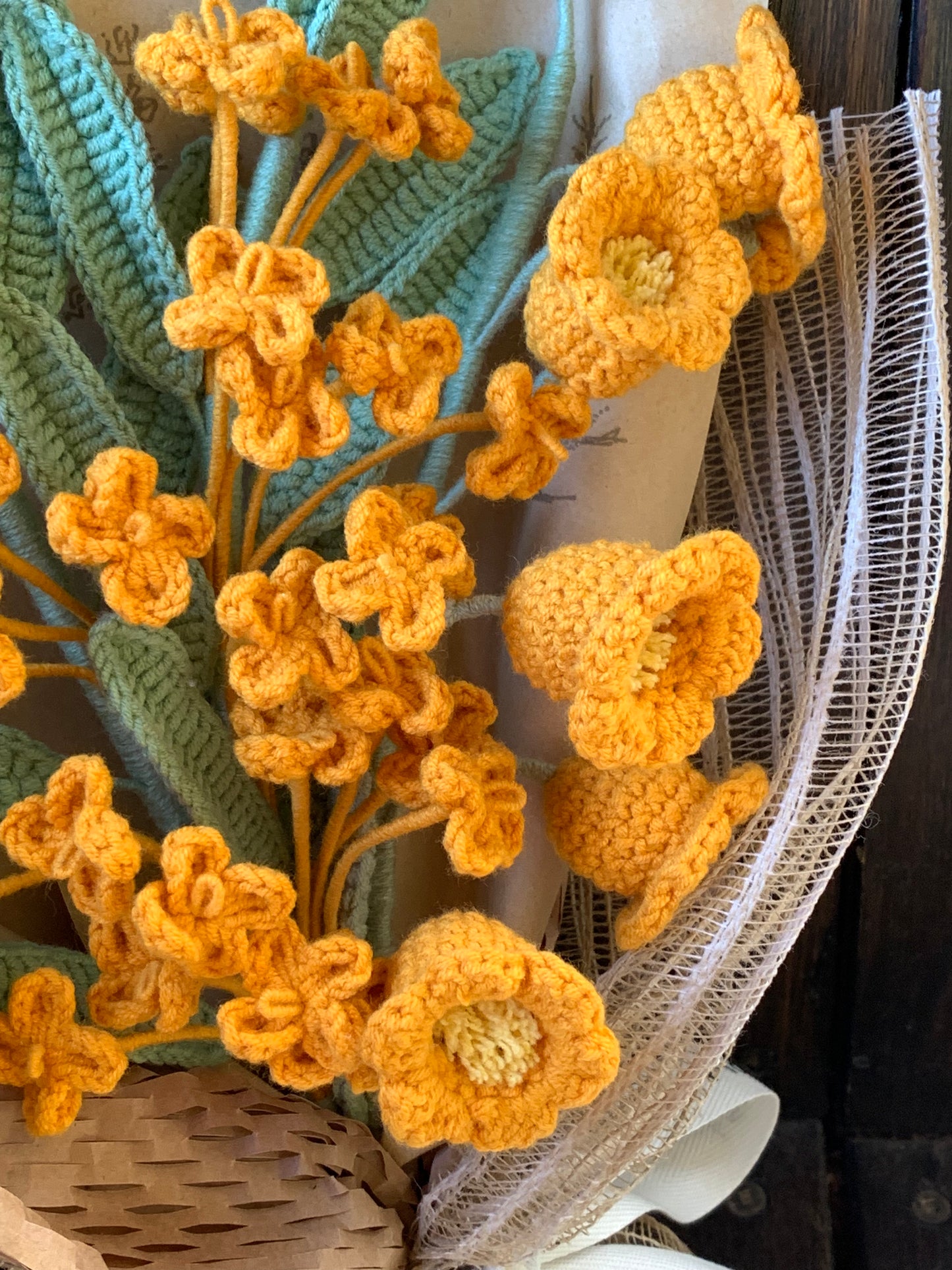 Golden Lily Crochet Bouquet| Housewarming preserved present