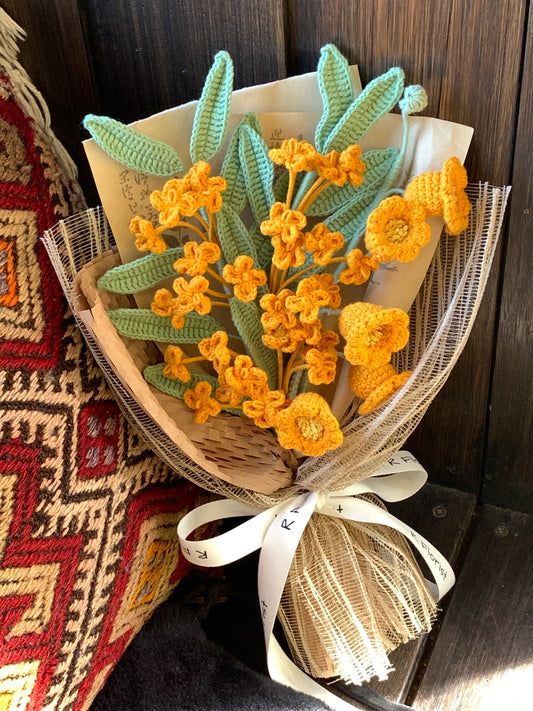 Golden Lily Crochet Bouquet| Housewarming preserved present