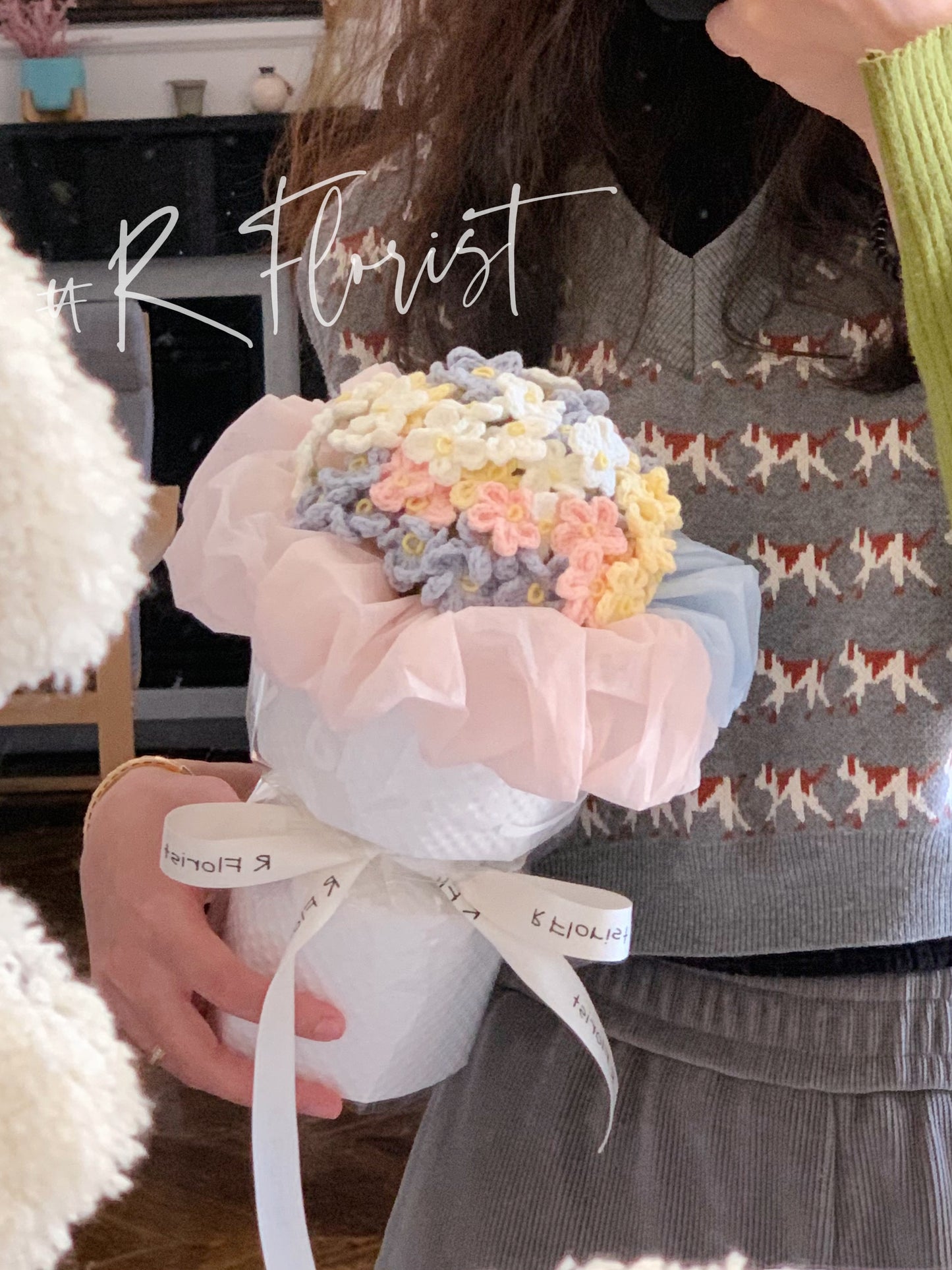 mini Multicolor Crochet Bouquet| preserved flower present