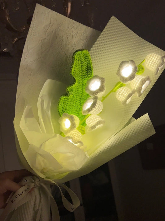 Sparkled with Night-light Crochet Bouquet| Lily of the valley|Preserved Flower