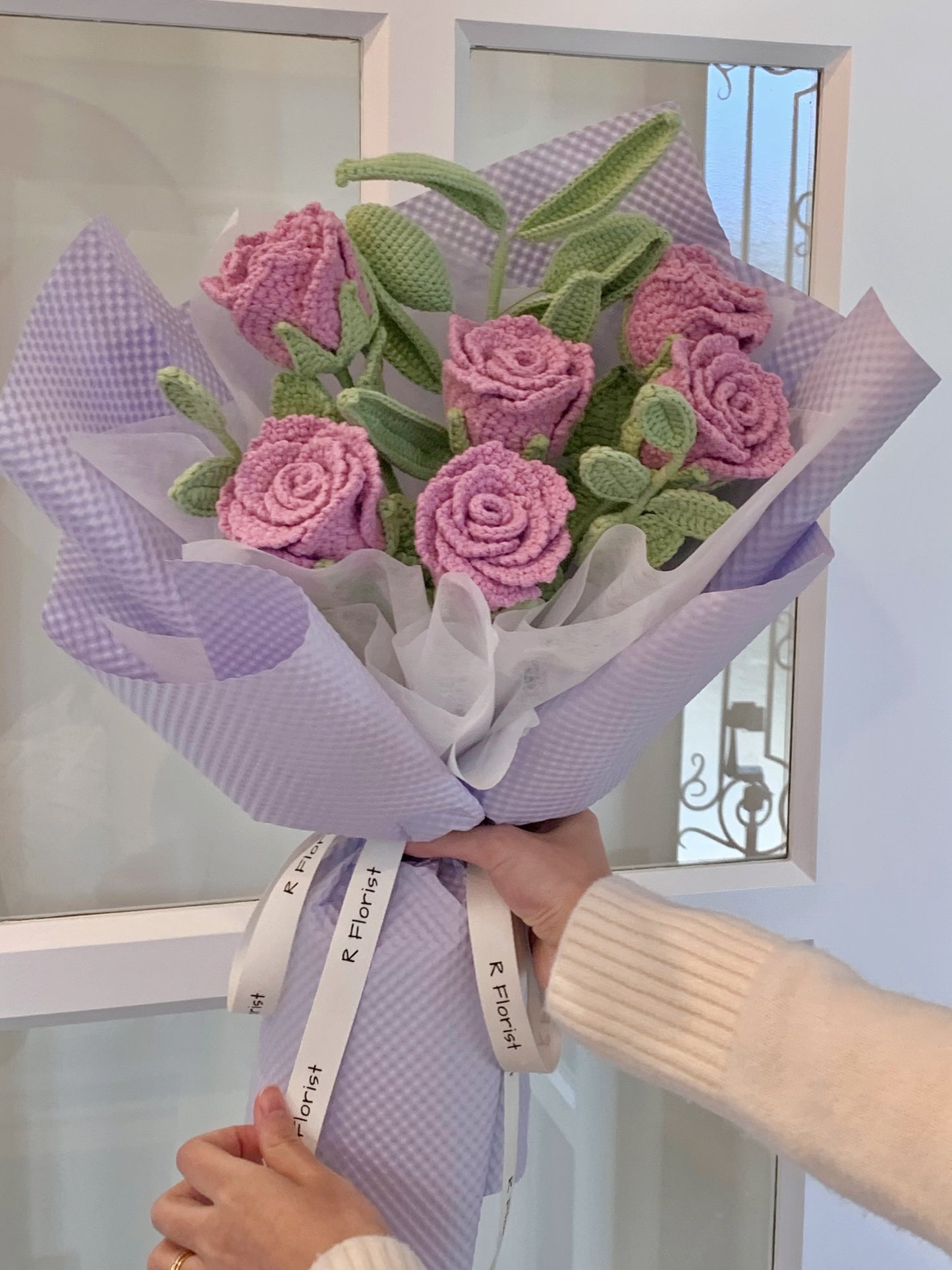 6 Blue Roses Crochet Flower Bouquet| Preserved Flower